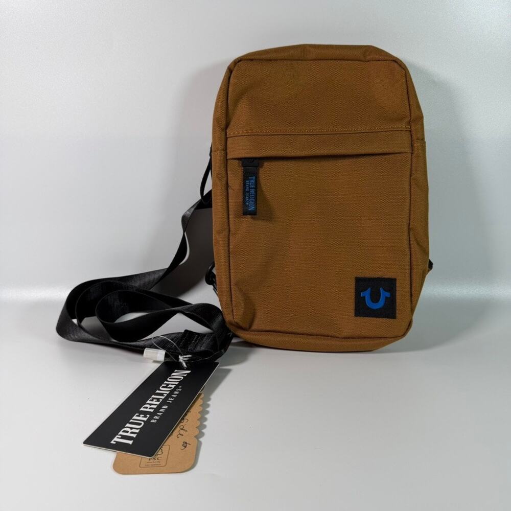 True Religion Benny Crossbody Bag Tan Messenger Sling Shoulder Bag NWT